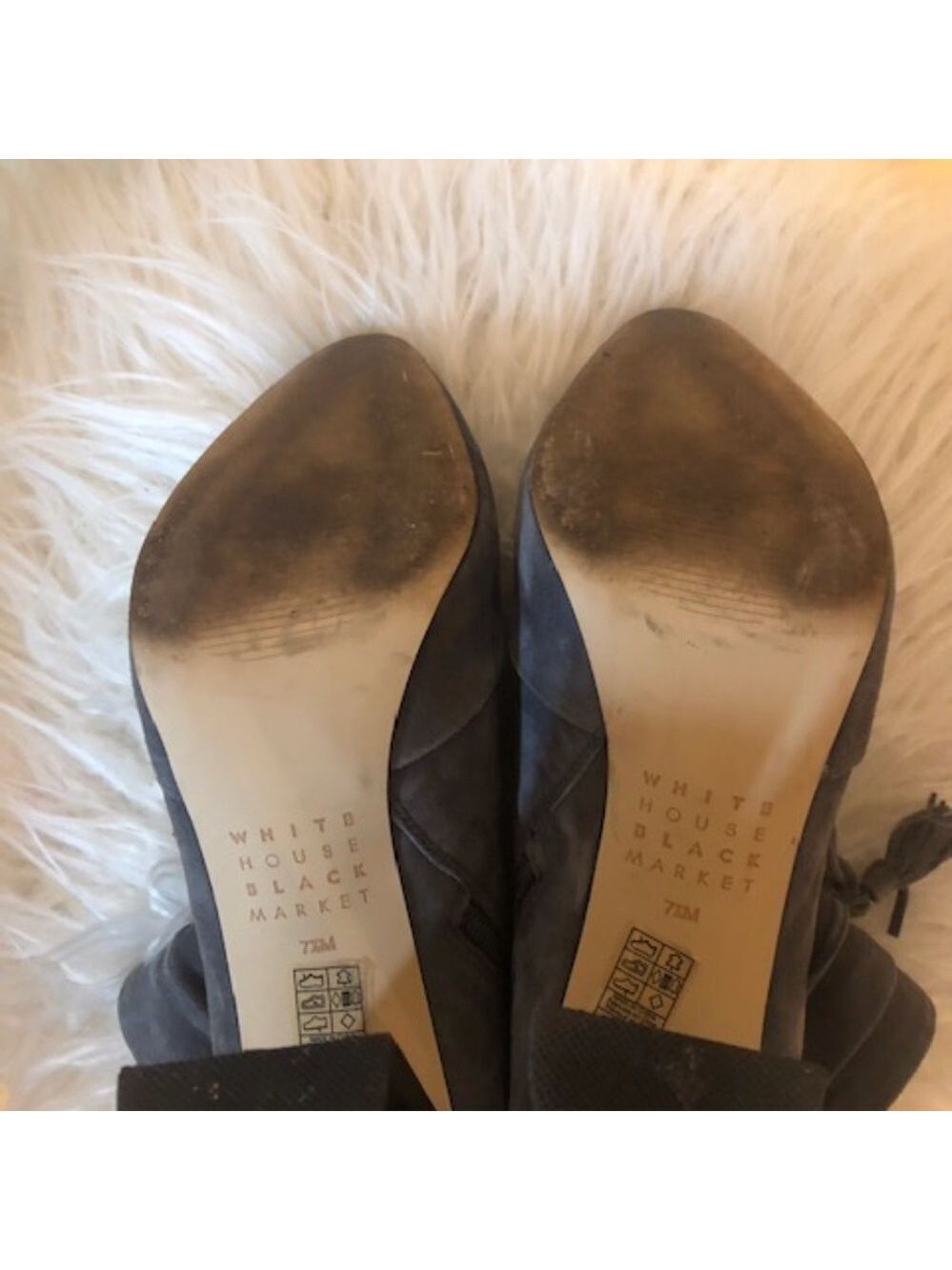 White House Black Market Low Cute Boots Grey Suede EUC - Picture 6 of 7